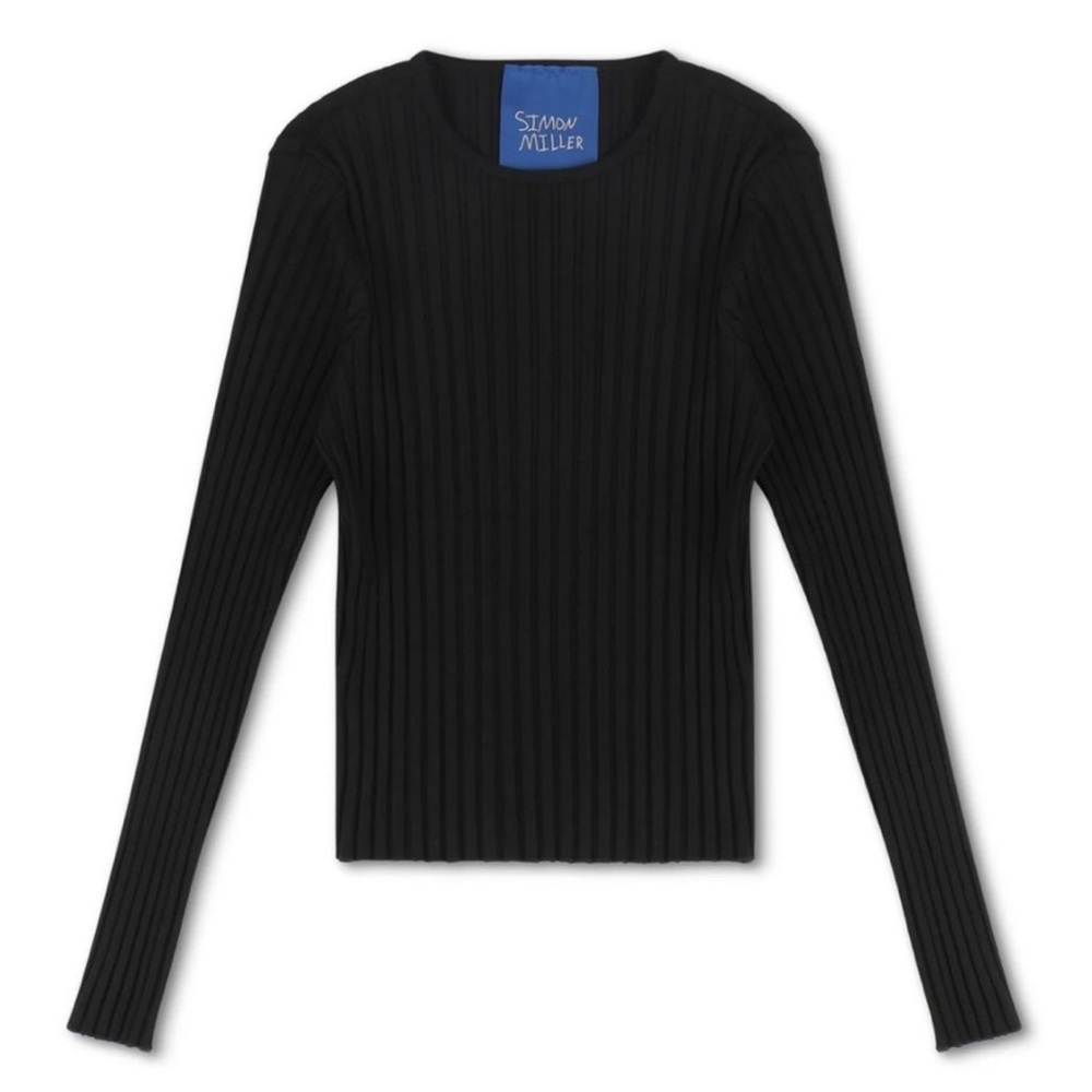 Simon Miller Black Long Sleeve Rib Ribbed Stretchy Top M